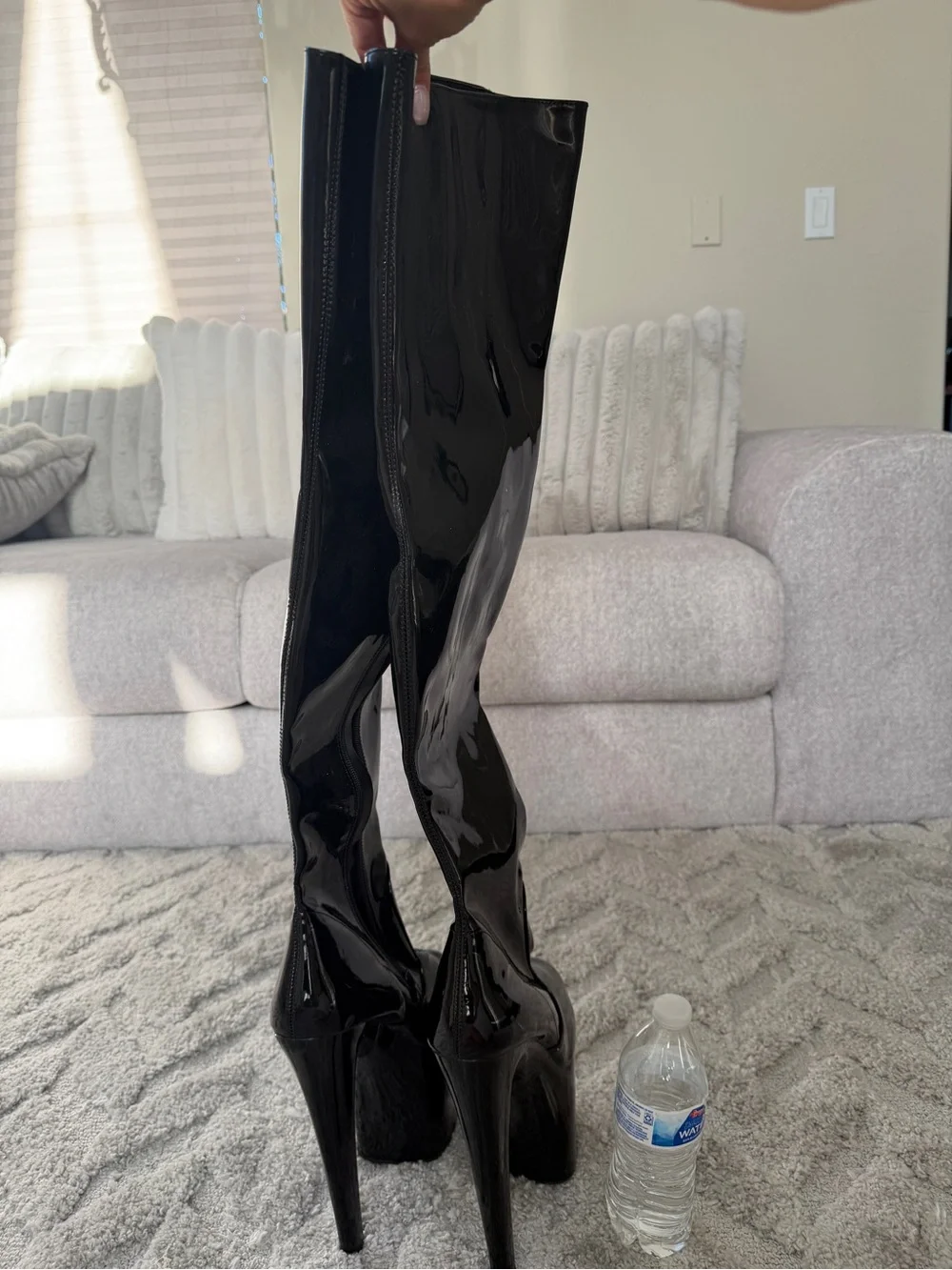 Pleaser Black Patent Over-the-Knee Platform Boots Size 11